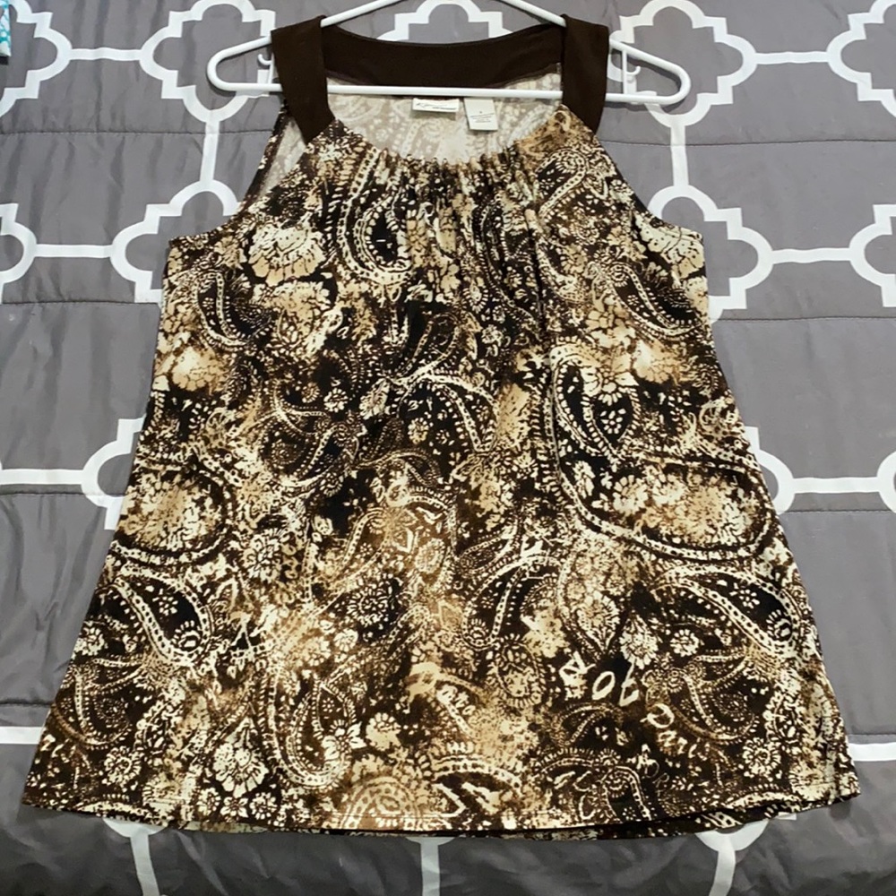 Kim Rogers Sleeveless Blouse Brown S